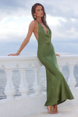 POSEY LOW PLUNGE MAXI DRESS OLIVE