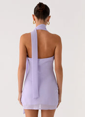Melisande Scarf Neck Mini Dress Lavender