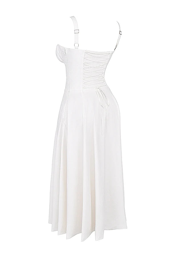 white bustier sundress