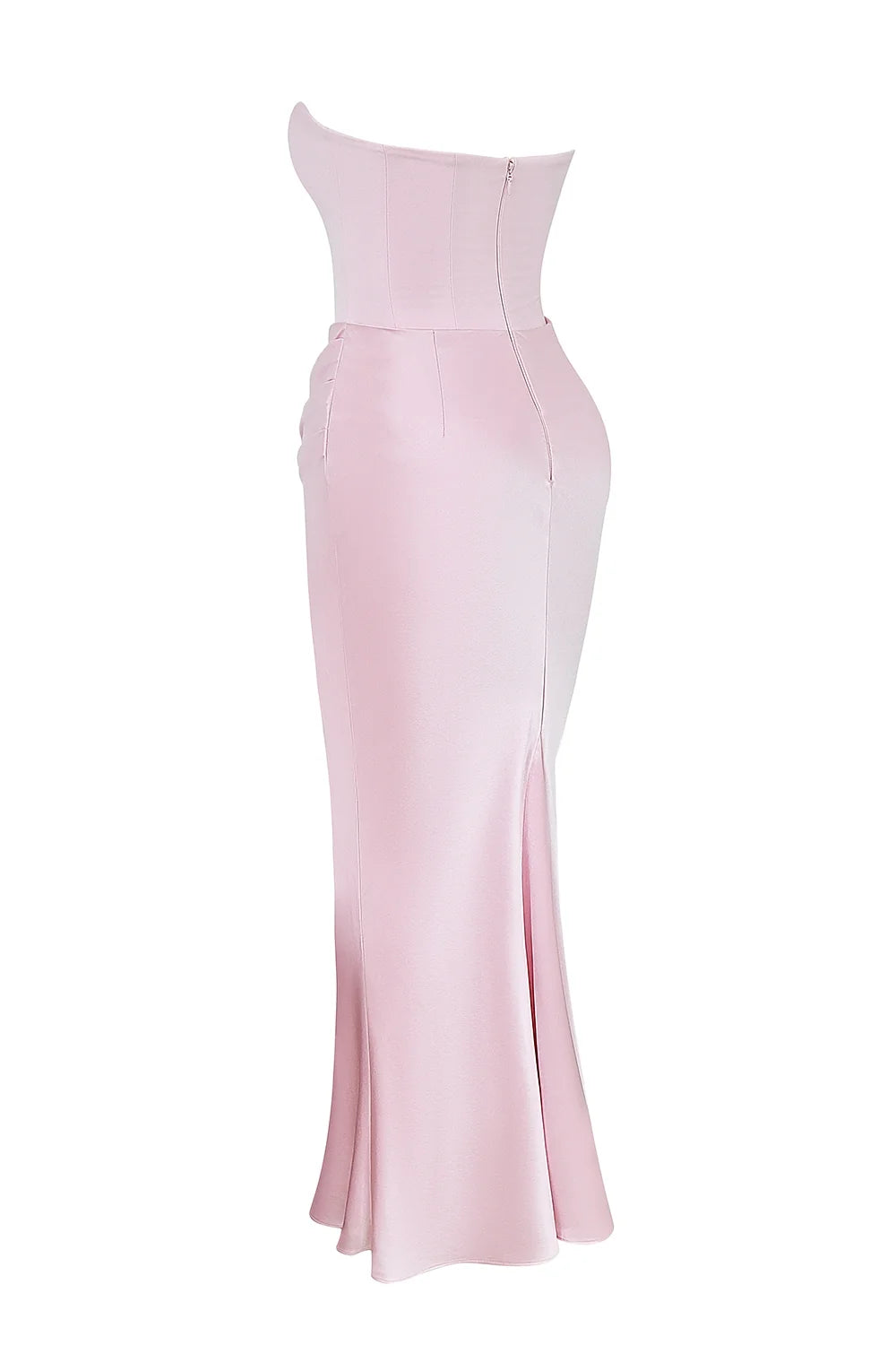 rose shadow strapless corset maxi dress