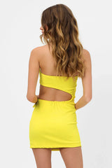Renee Plissé Strapless Tube Dress Pina Colada