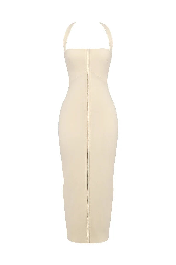 ecru halter maxi dress