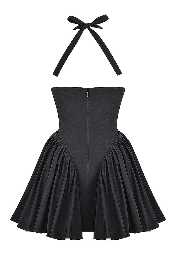 black halter mini dress