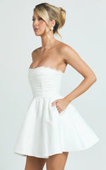 Bianca Mini Dress Strapless Fit And Flare Dress in Ivory