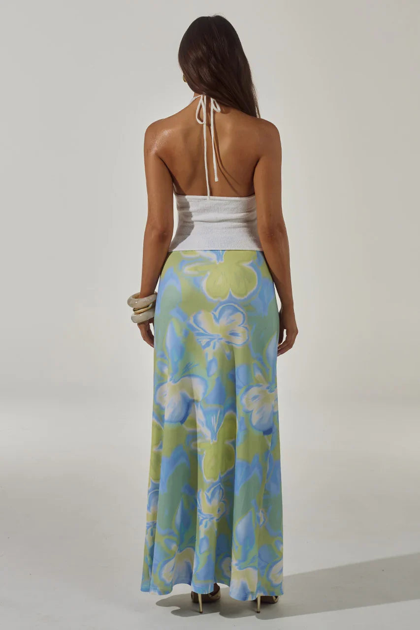 KEAGAN CUTOUT KNIT MAXI DRESS WHITE LANA GREEN