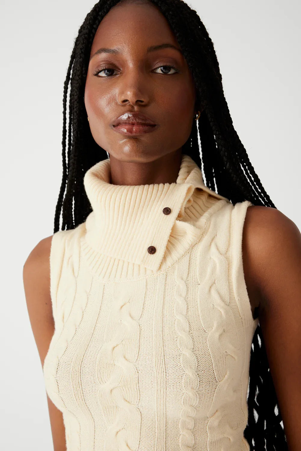 Storm Cable Cloud Knit Mini Dress French Vanilla