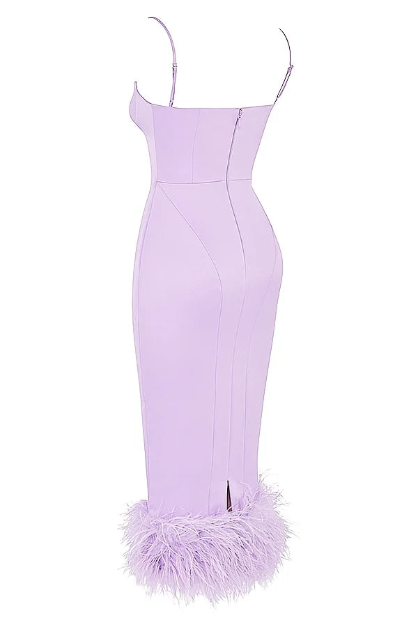 orchid satin midi dress