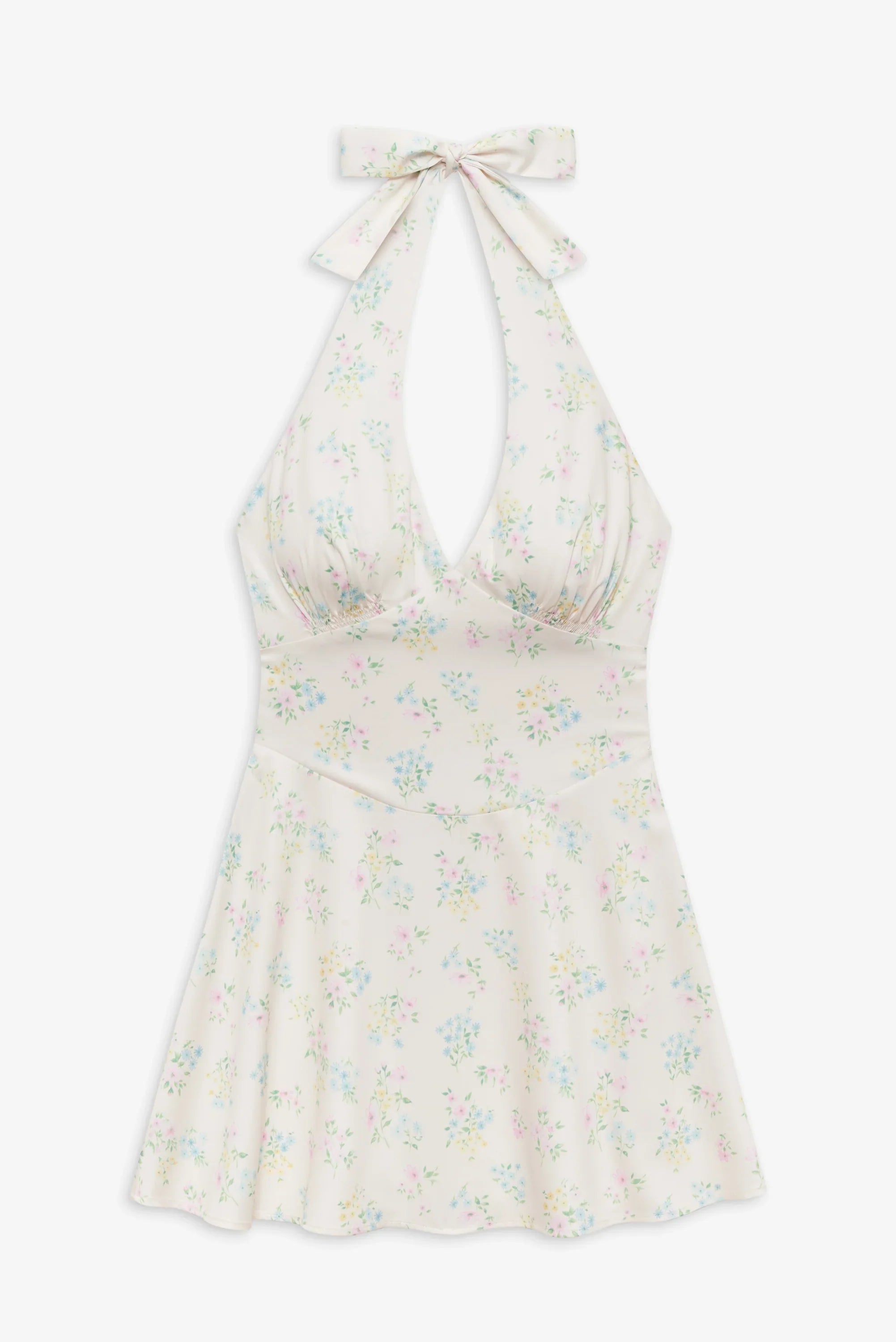 Audrey Floral Satin Mini Dress French Riviera