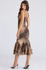 leopard print hand beaded embellished midi dress limited edition
