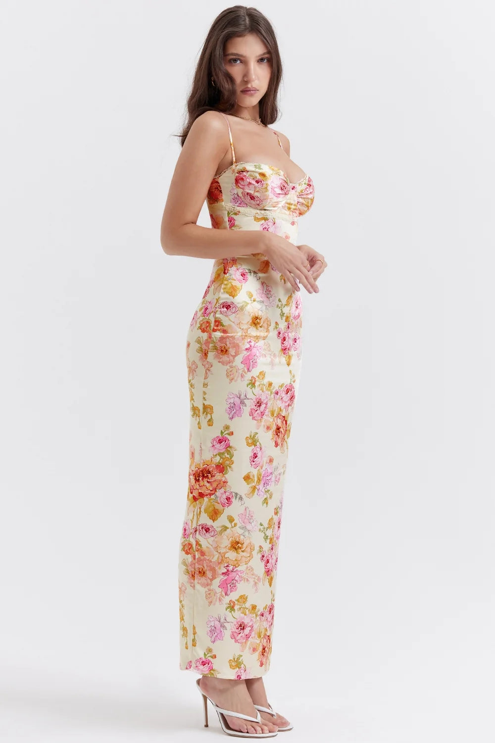 ivory floral maxi dress