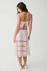 Solstice Floral Midi Skirt Baby Bouquet Pink