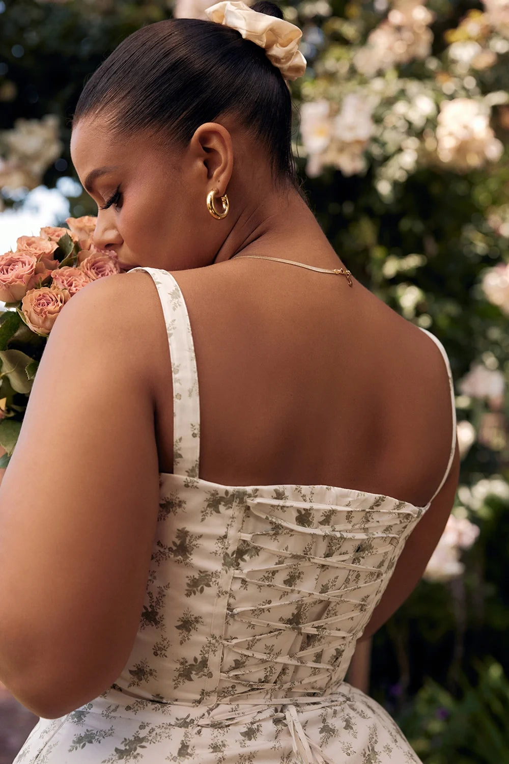garden print bustier sundress