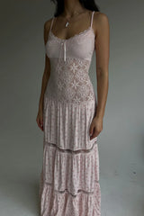 Vineyard Crochet Floral Maxi Dress Baby Bouquet Pink