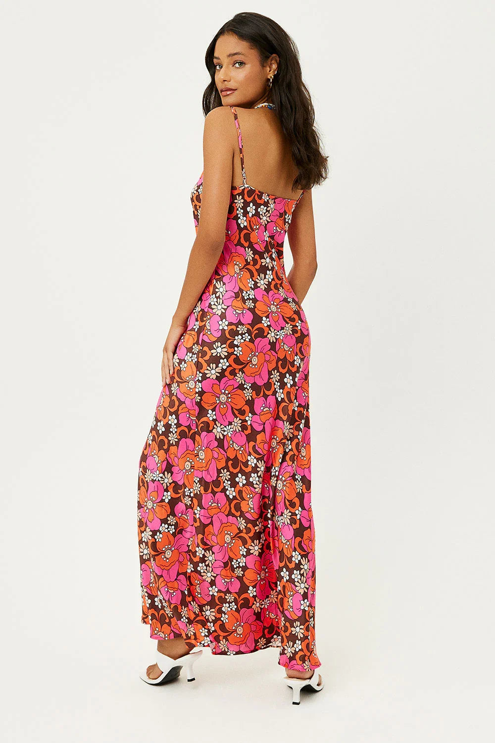 Isabel Satin Floral Dress Tropics