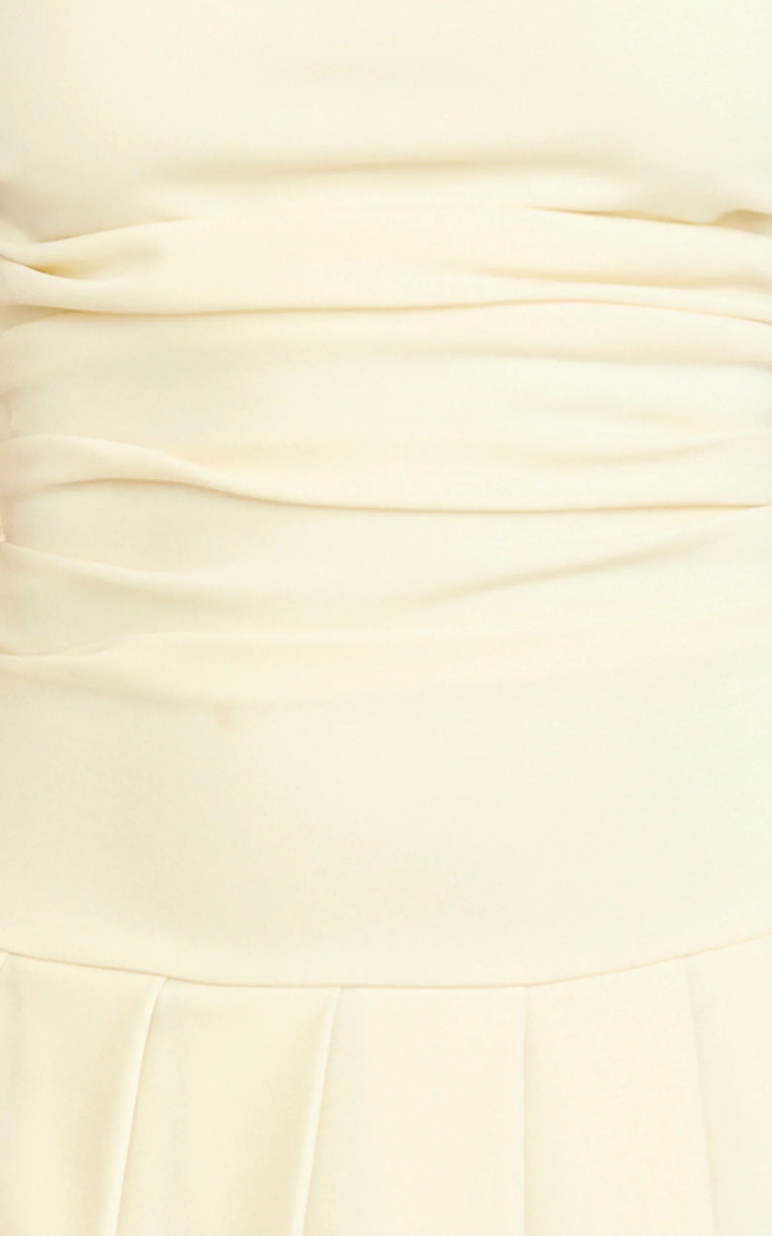 Daisy Mini Dress Off Shoulder Ruched Pleated Skirt Dress in Cream