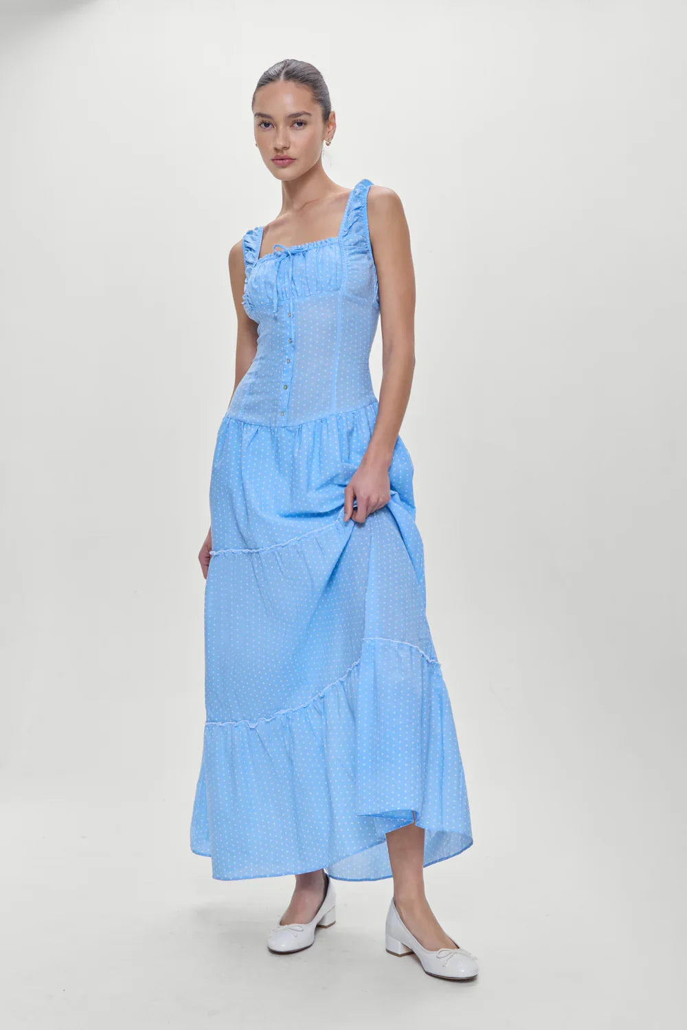 Christabelle Polka Dot Maxi Dress Raindrop