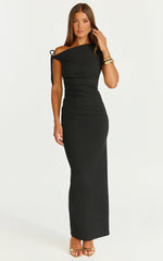 Belle Maxi Dress Tie Shoulder Detail Dress in Black