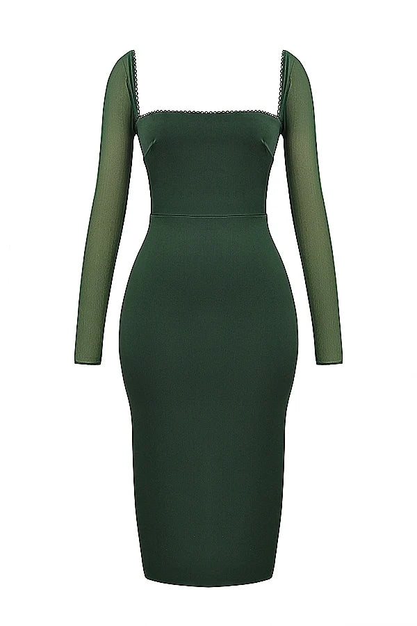 emerald green midi dress