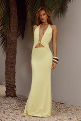 HALSTON HALTER MAXI DRESS LEMON