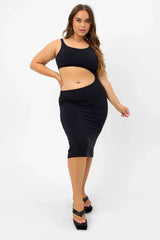 Twelve Terry High Neck Dress Black