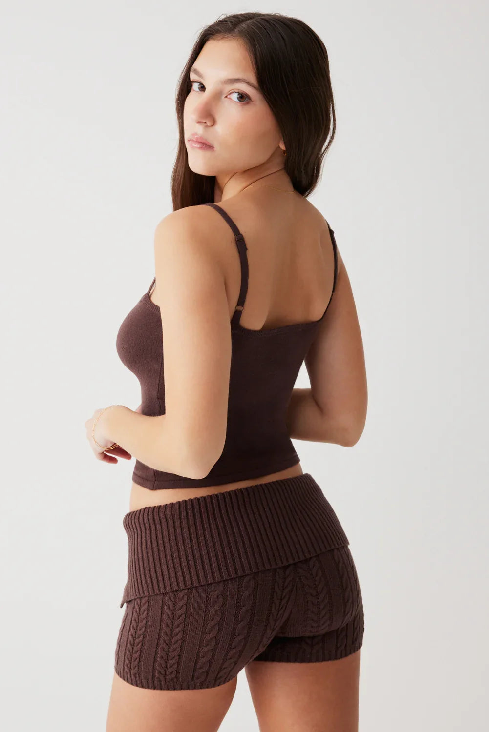 Nolan Cable Cloud Knit Mini Short Mocha