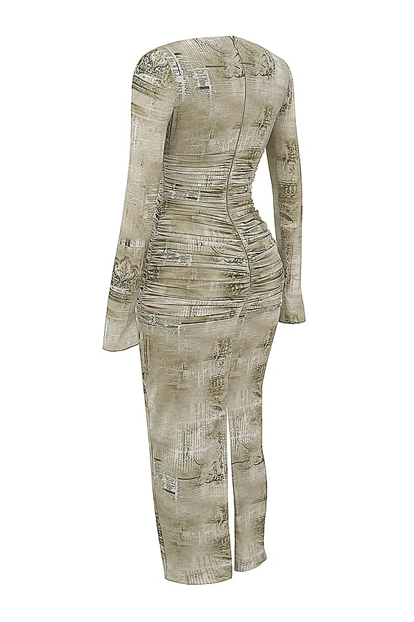 pale sage print maxi dress
