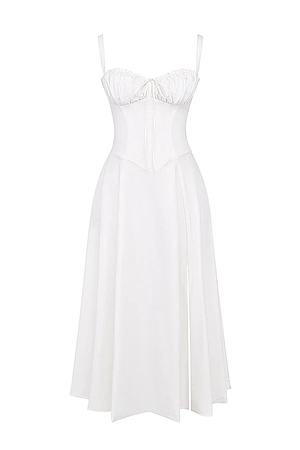 white bustier sundress