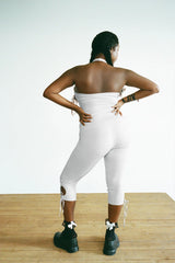 Warm Up Cutout High Waist Capri Pants Icy Gray