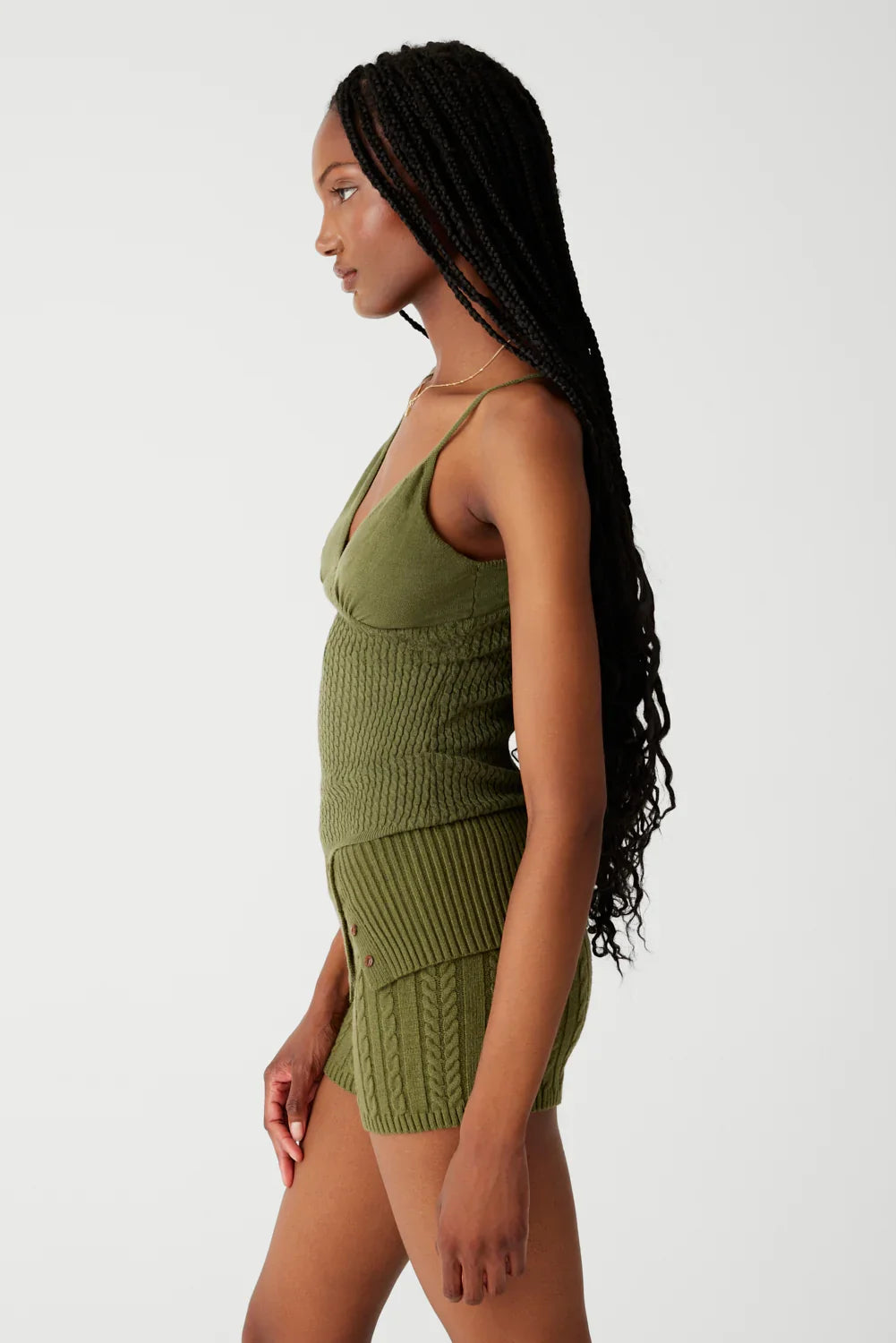 Nolan Cable Cloud Knit Mini Short Jade Green