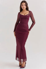 wine maxi dress