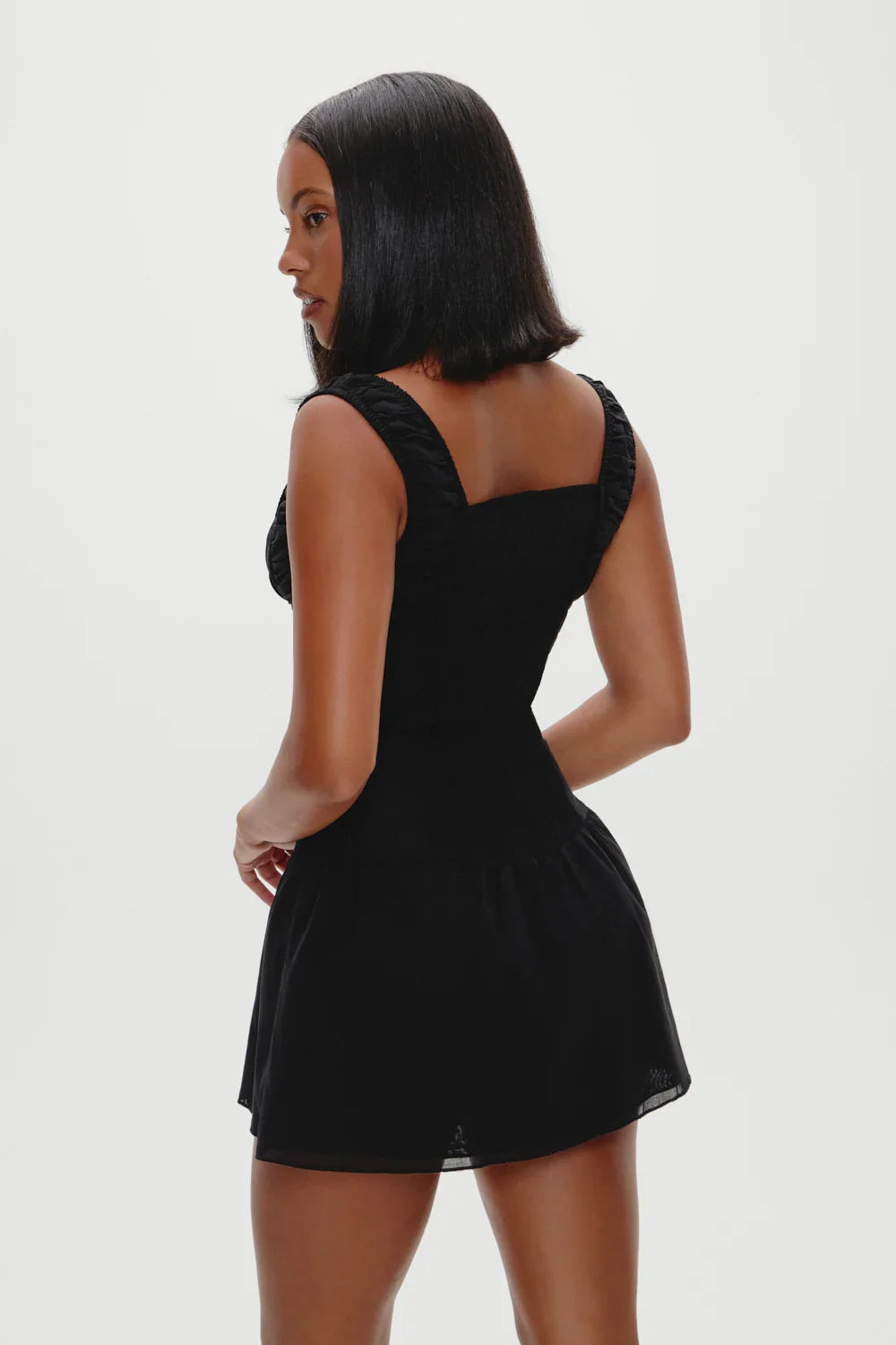 Christa Ruffle Mini Dress Black