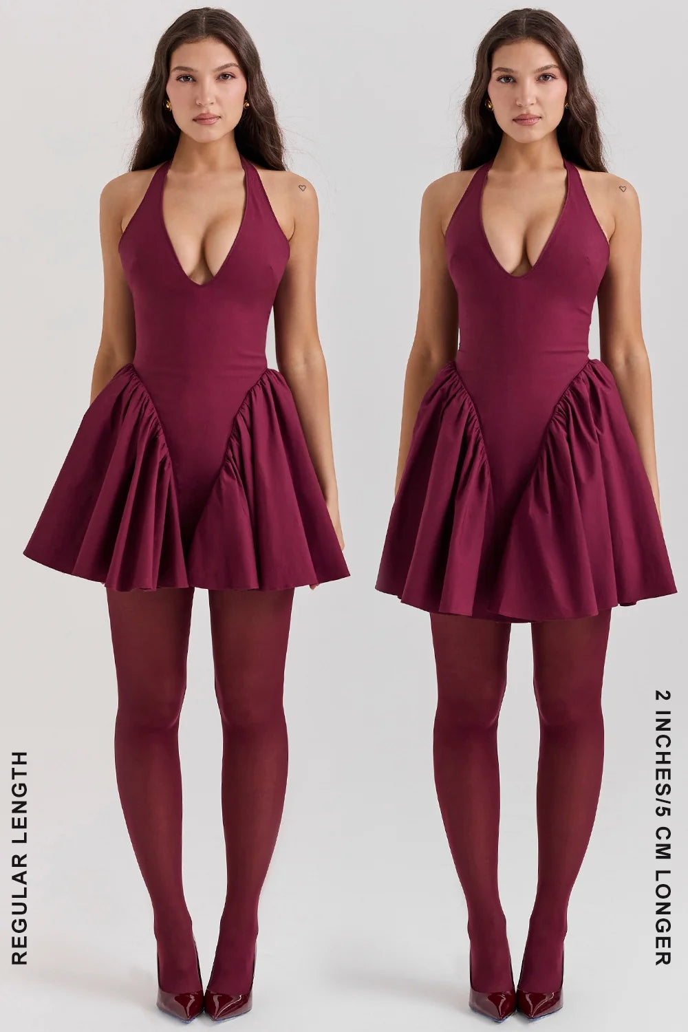 wine halter mini dress
