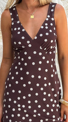 Cassara Maxi Dress Chocolate White Polka Dot