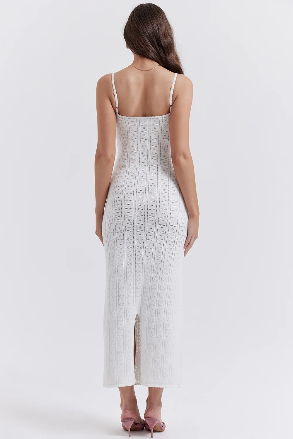 white knit maxi dress
