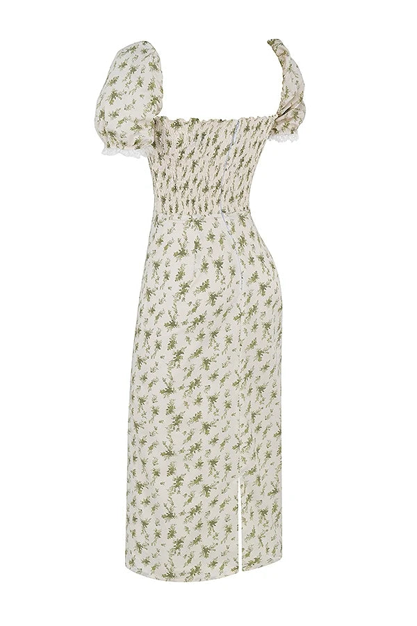 garden print shirred sundress