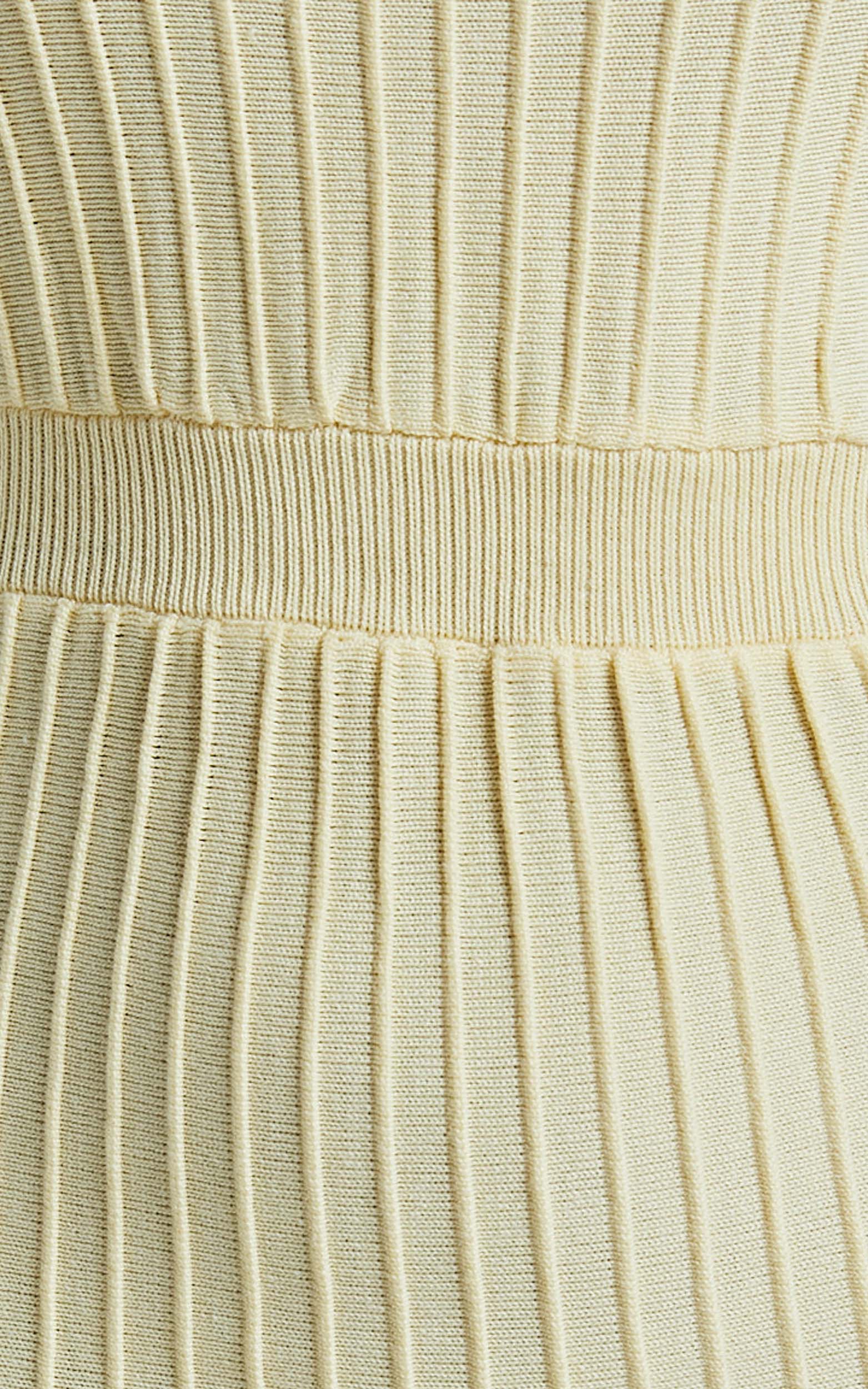 Donissa Midi Dress Panelled Knit Dress in Butter Yellow