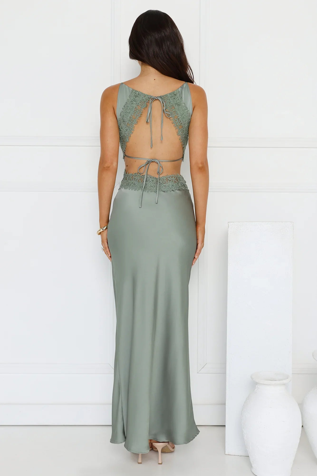 Satin Embrace Maxi Dress Sage