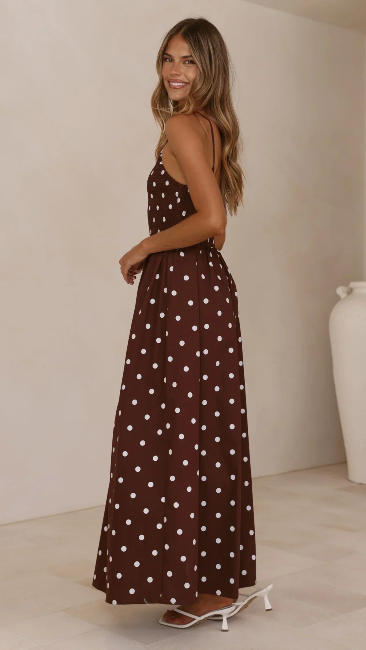 Gena Maxi Dress Chocolate Polka