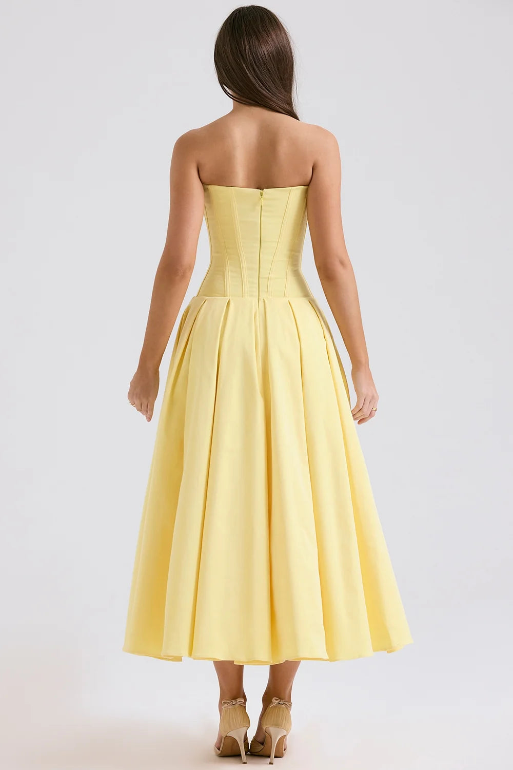 sunshine strapless tulle midi dress