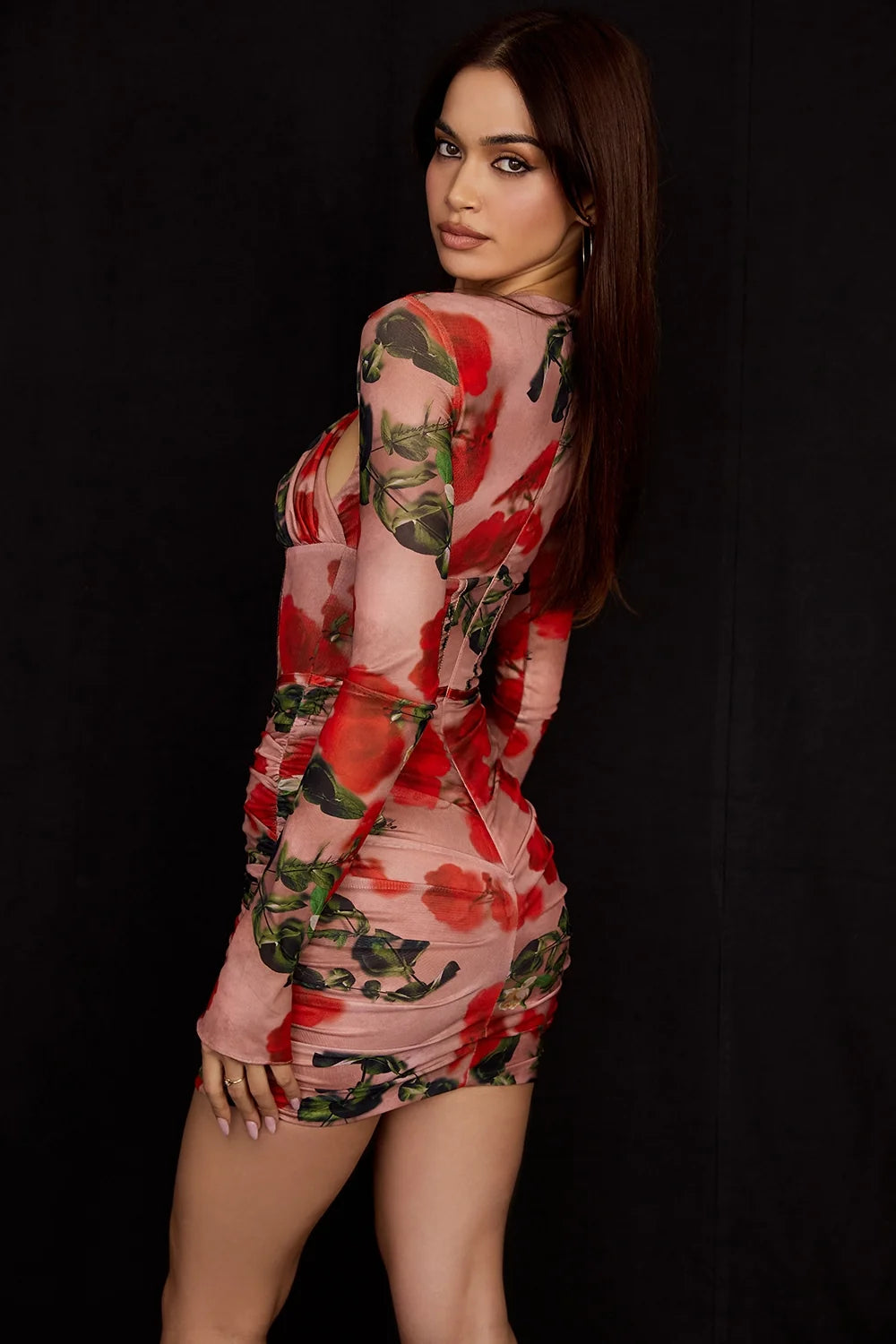 rose print corset mini dress