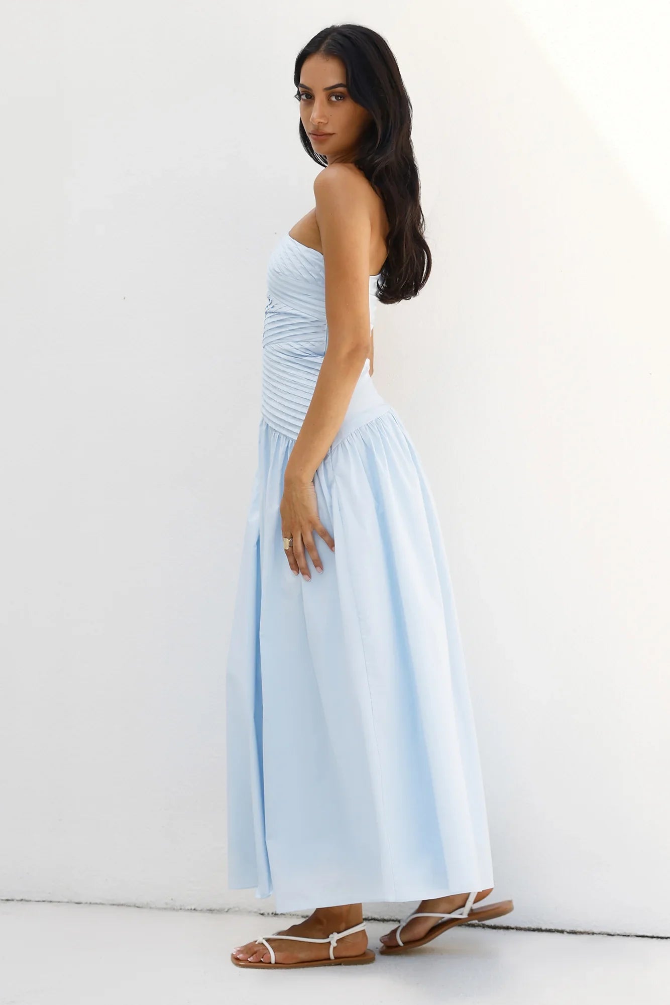 Seashell Moments One Shoulder Maxi Dress Blue