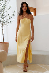 Shes Captivating Midi Dress Yellow