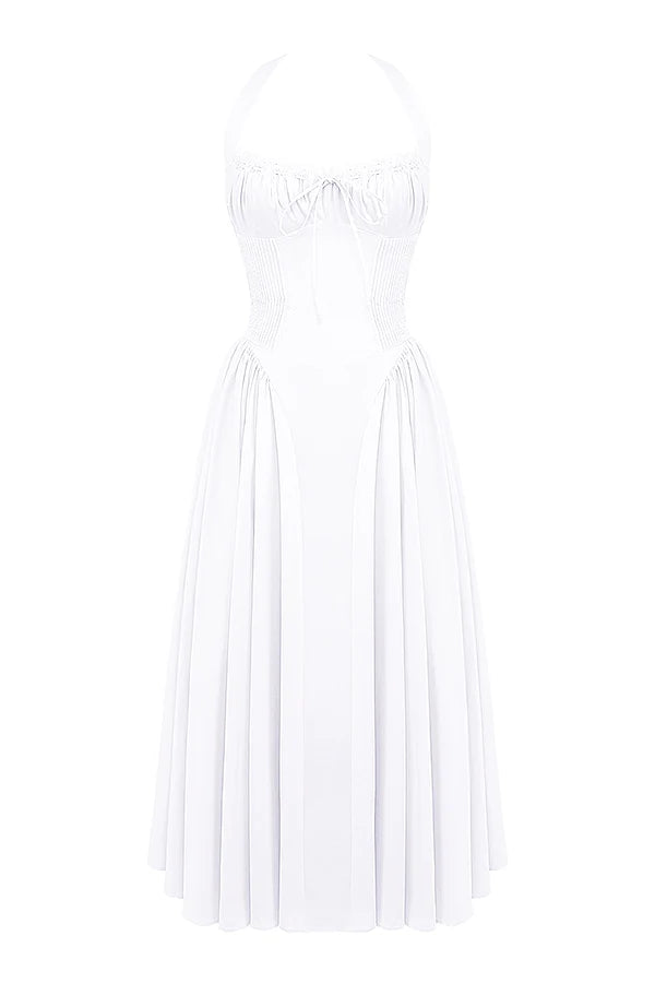white cotton halter sundress