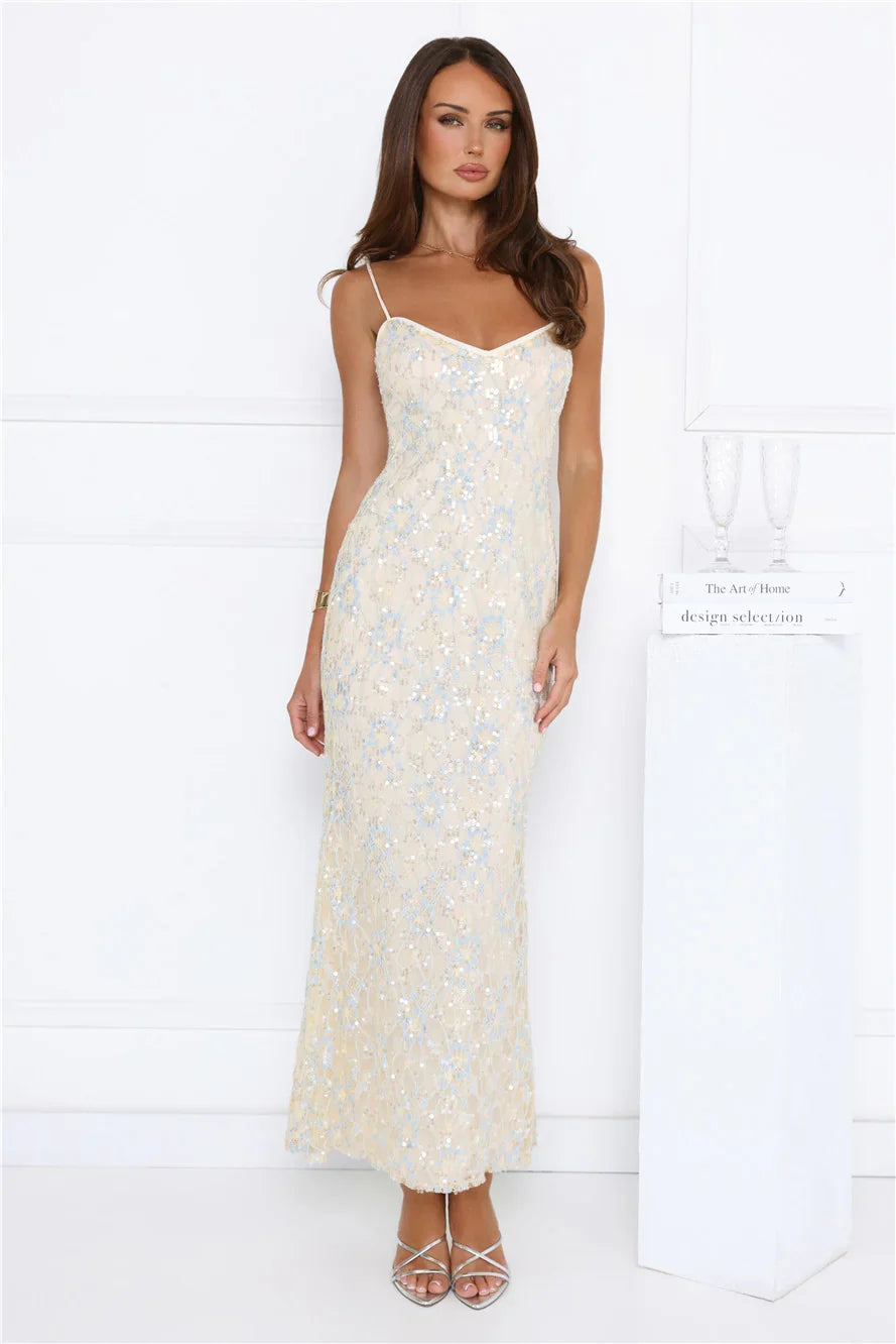 Shes Always Right Lace Maxi Dress Yellow