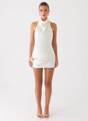 Play It Out Cowl Mini Dress Ivory
