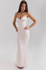blush satin midi dress