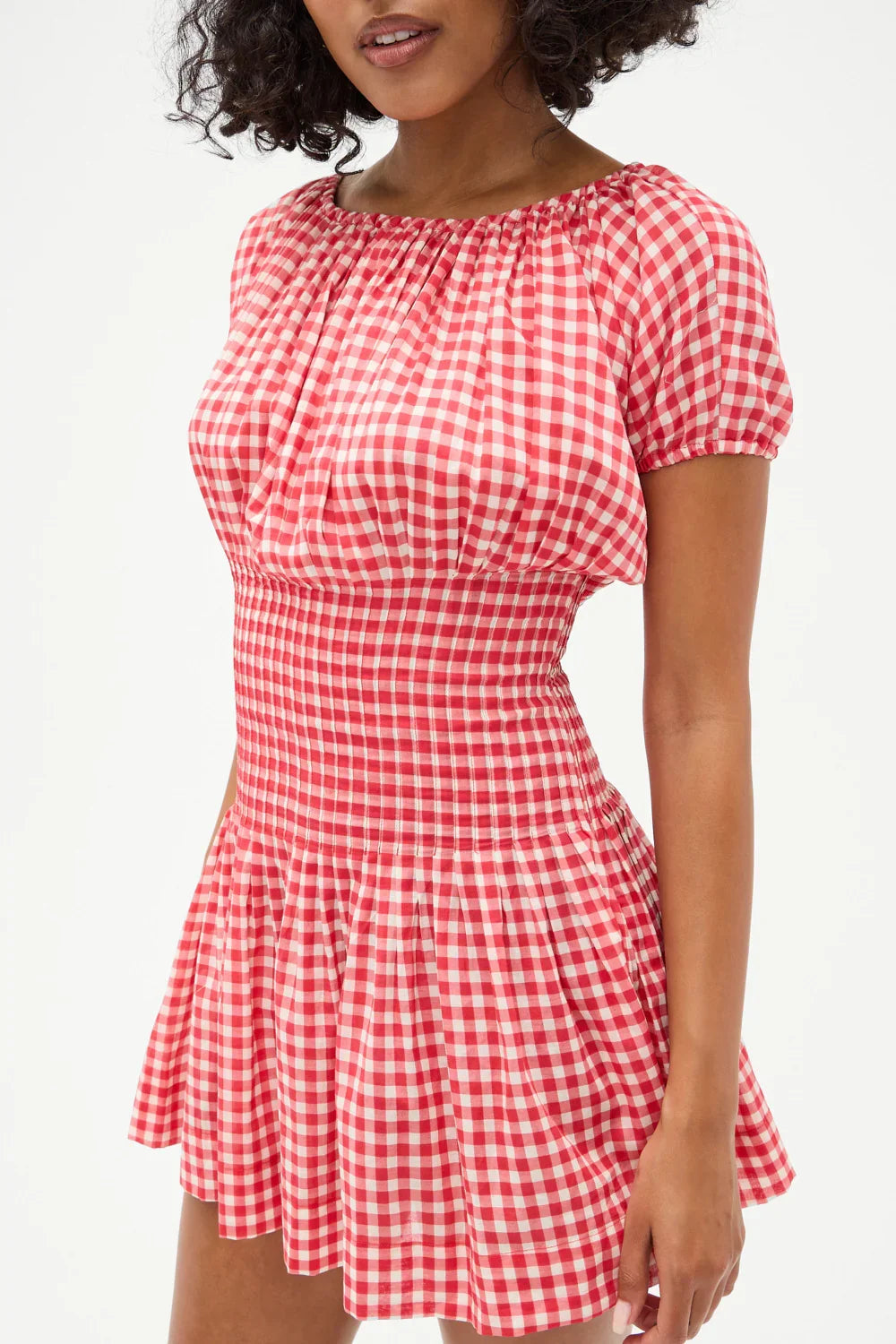 Sadie Gingham Mini Dress Cherry Gingham