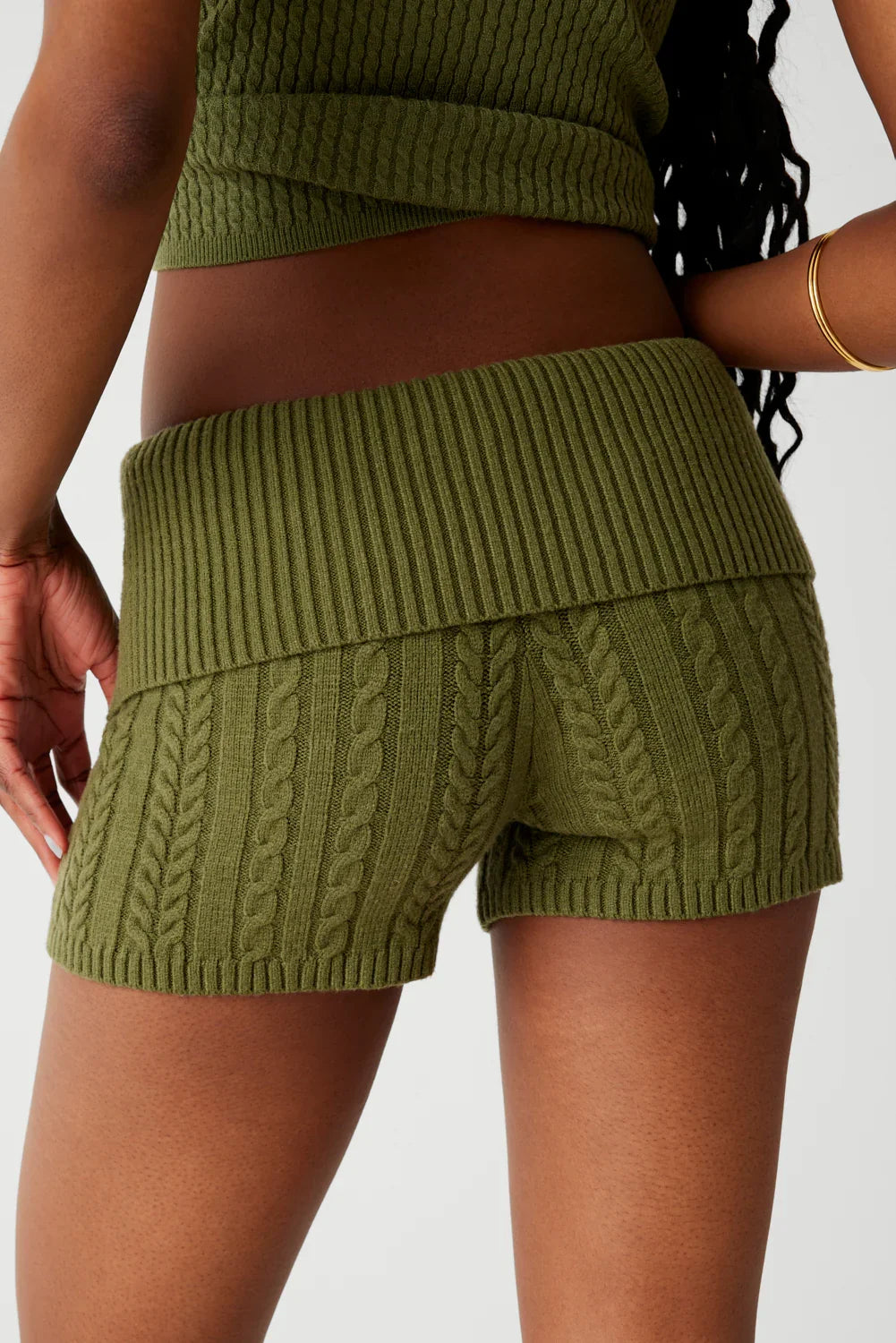 Nolan Cable Cloud Knit Mini Short Jade Green