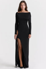 black cutout maxi dress