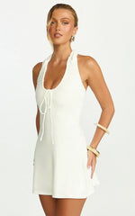 Odile Mini Dress U Halter Neck Dress in Cream